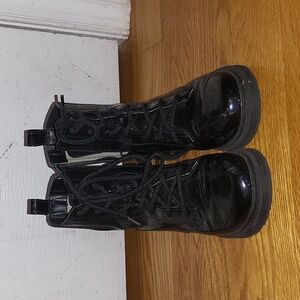 Shiny Kids Black Boots